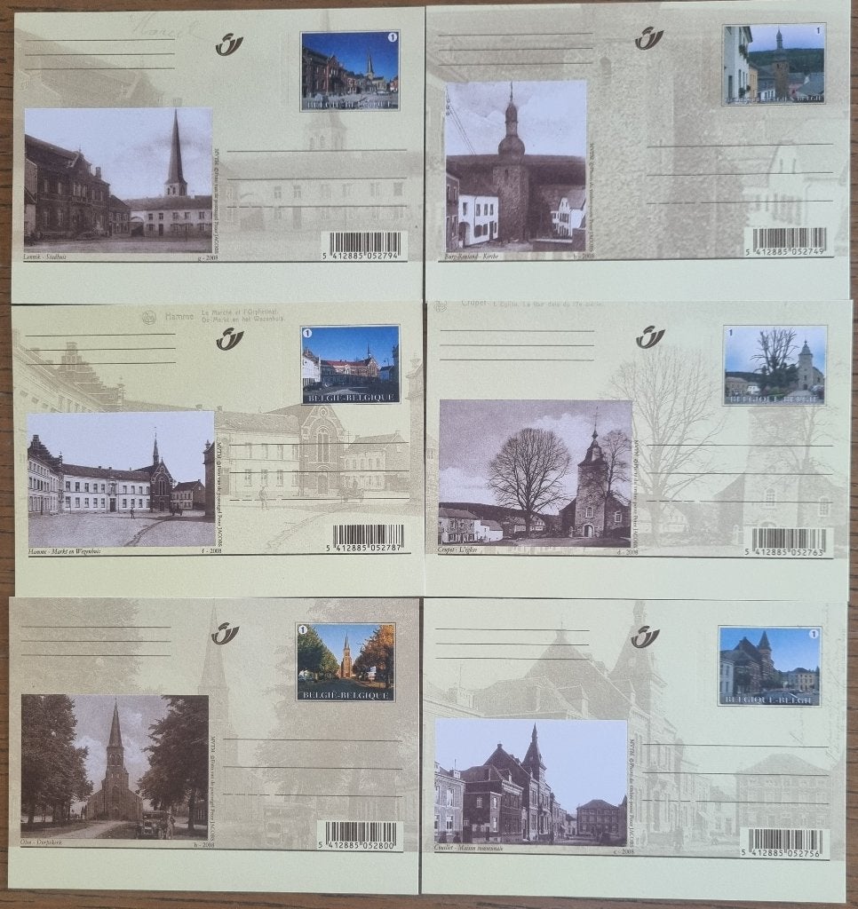10 x Briefkaart BK175 - BK184 ** Vroeger en nu 2008, Verzenden, 1980 tot heden, Ongelopen, Stad of Dorp
