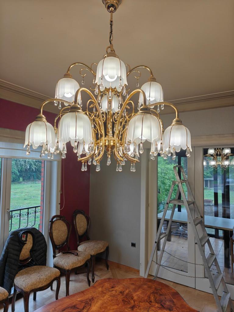 Superkoopje,prachtige luster met 12 lichtpunten, Huis en Inrichting, Lampen | Kroonluchters, Ophalen