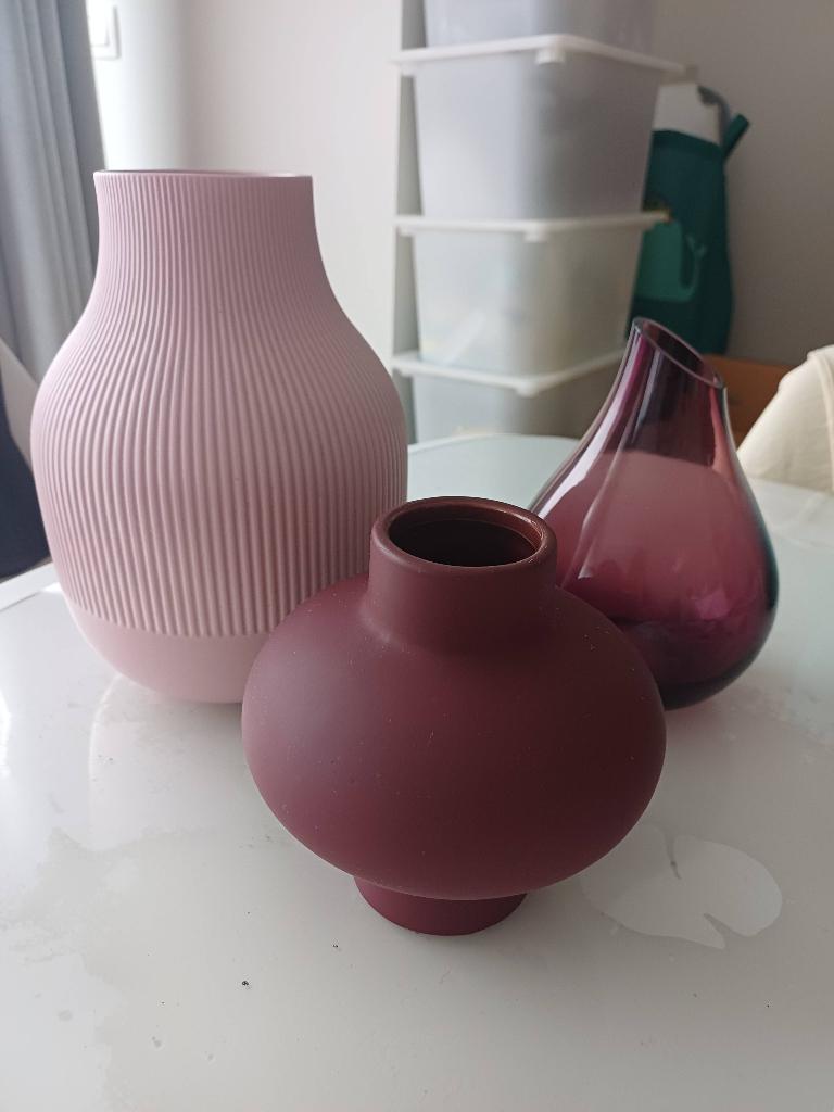 Lot de 3 vases, Maison & Meubles, Moins de 50 cm, Autres couleurs, Comme neuf, Verre