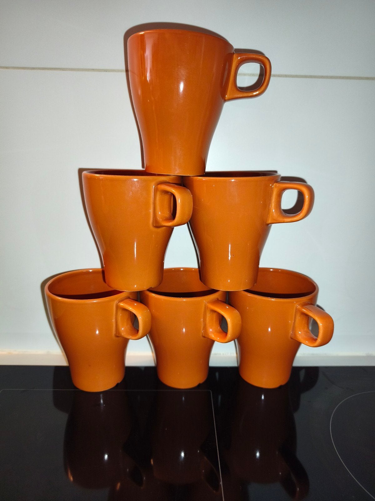 Ensemble de 6 nouvelles mugs/tasses IKEA Färgrik — Orange/Te, Enlèvement
