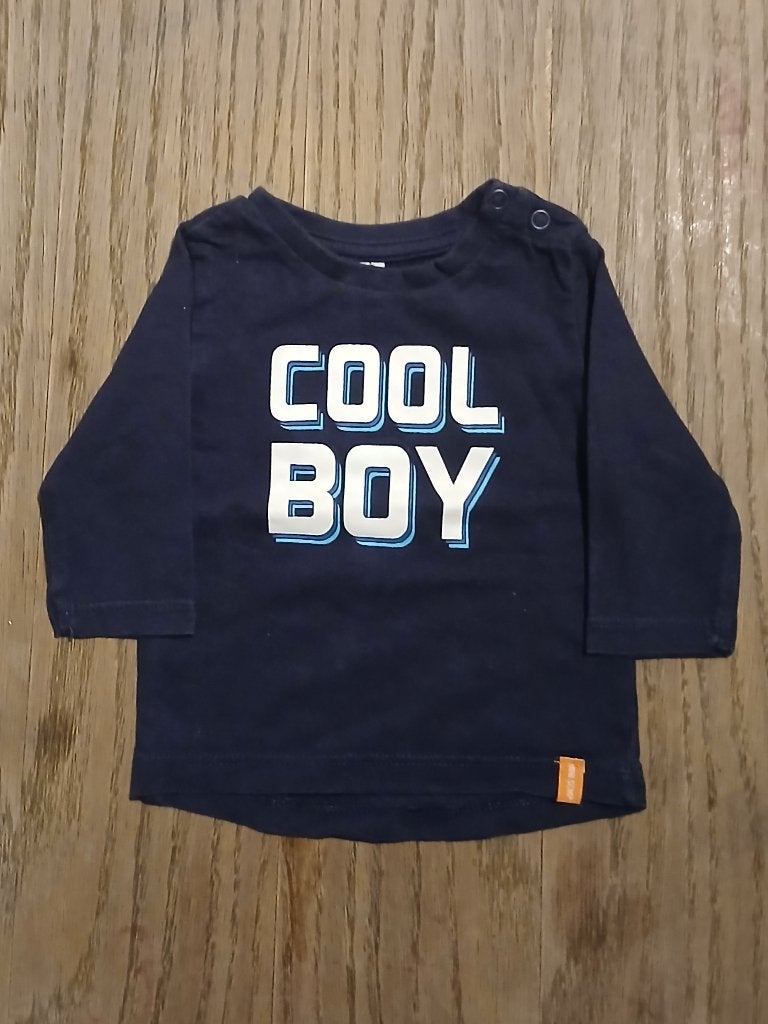 Wibra Donkerblauw Longsleeve Shirt 'Cool Boy' (Maat 56), Gebruikt, Ophalen of Verzenden, Jongetje, Wibra
