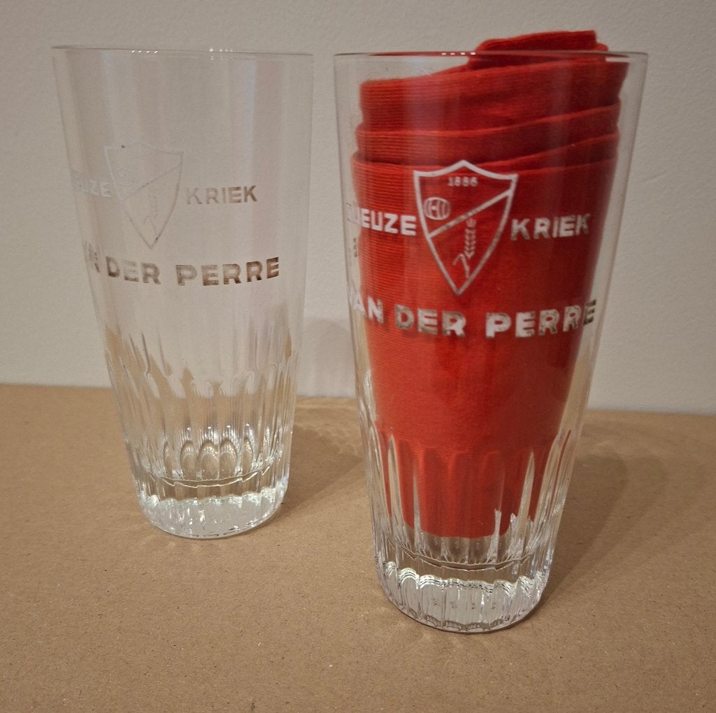 2 x Verre à bière/Geuze et Kriek Van Der Perre, Enlèvement, Utilisé, Verre à bière