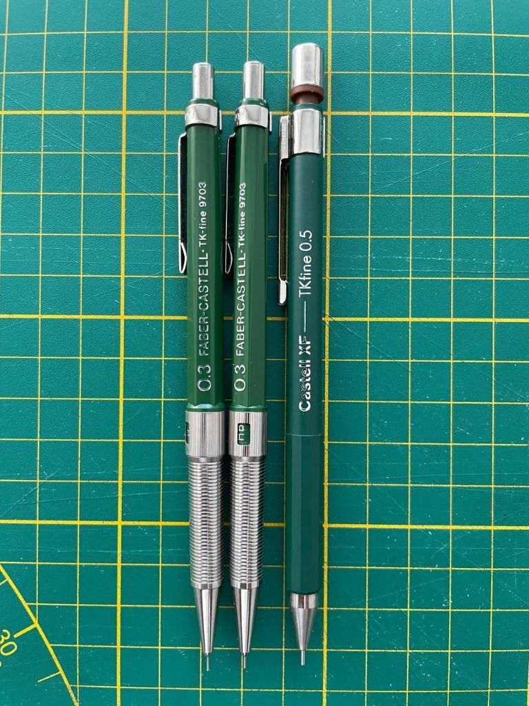 Faber-Castell TK Fine 9703 (x2) & Castell XF 0.5 Pencils Set, Ophalen of Verzenden