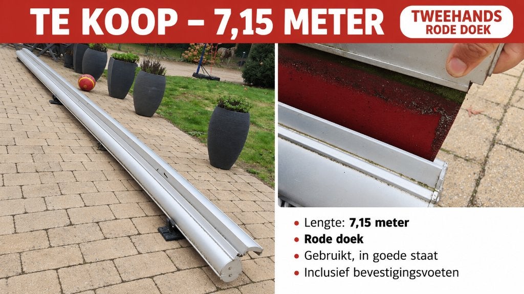 Zonneluifel, Ophalen, Gebruikt, 450 cm of meer, Knikarmscherm