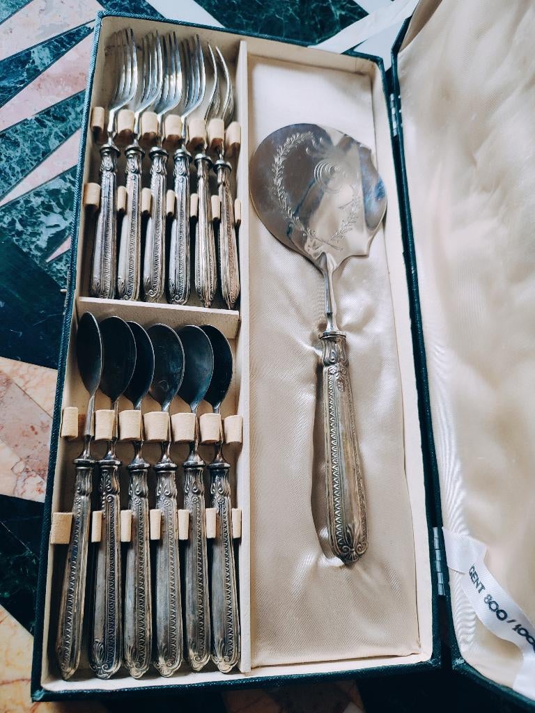 Antieke zilveren dessert set, ca 1900, Ophalen of Verzenden, Zilver