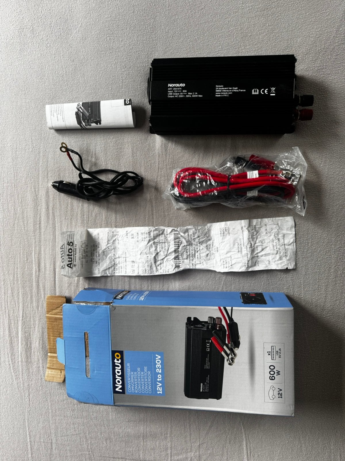 Convertisseur Norauto 12V  230V – 600W, Enlèvement ou Envoi, Neuf