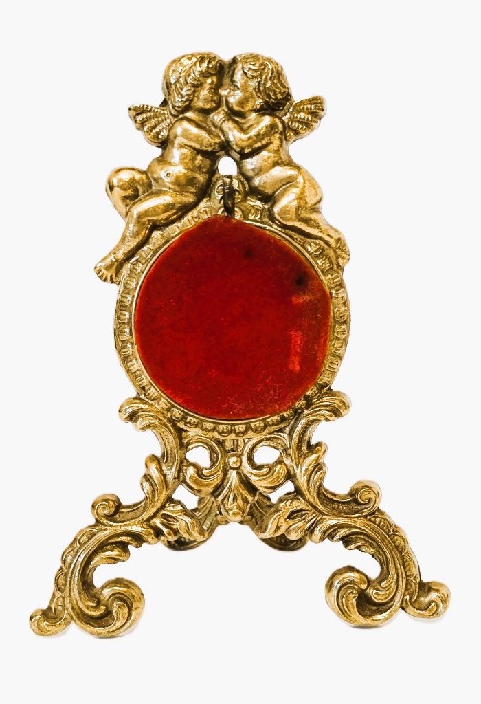 Porte-montre de poche ancien avec 2 Putti en laiton., Enlèvement ou Envoi, Autres matériaux, Montre de poche