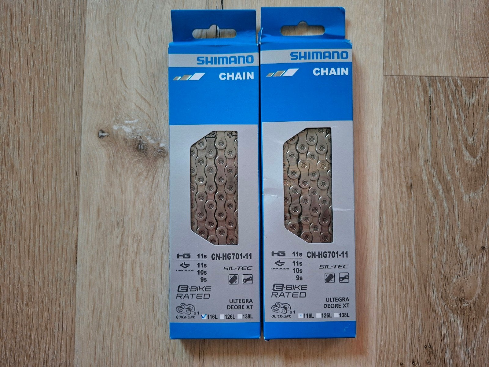 2 Shimano CN-HG701, 11 Speed Chains, Quick-Link, 116 Links, Ophalen, Fatbike, Derailleur of Ketting, Shimano