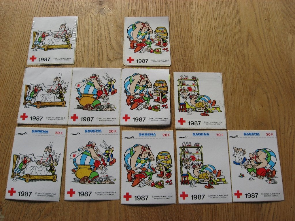 Vintage Stickers Asterix & Obelix 1987 Sabena, Verzamelen, Ophalen of Verzenden, Zo goed als nieuw, Strip of Tekenfilm