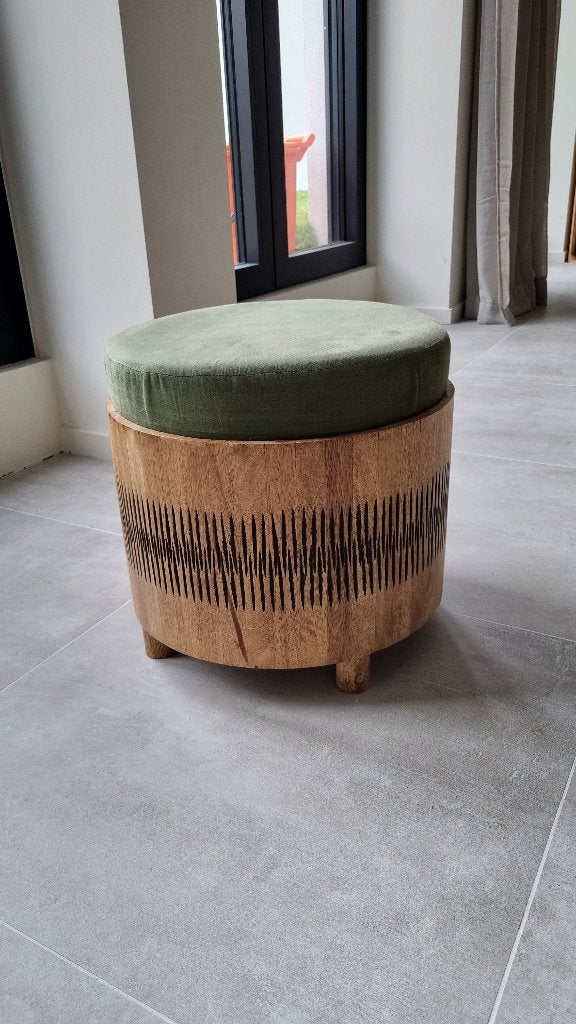 Pouf Maisons du Monde, Maison & Meubles, Canapés | Repose-pieds & Poufs, Comme neuf, Moins de 50 cm, Moins de 50 cm, Rond, Bois