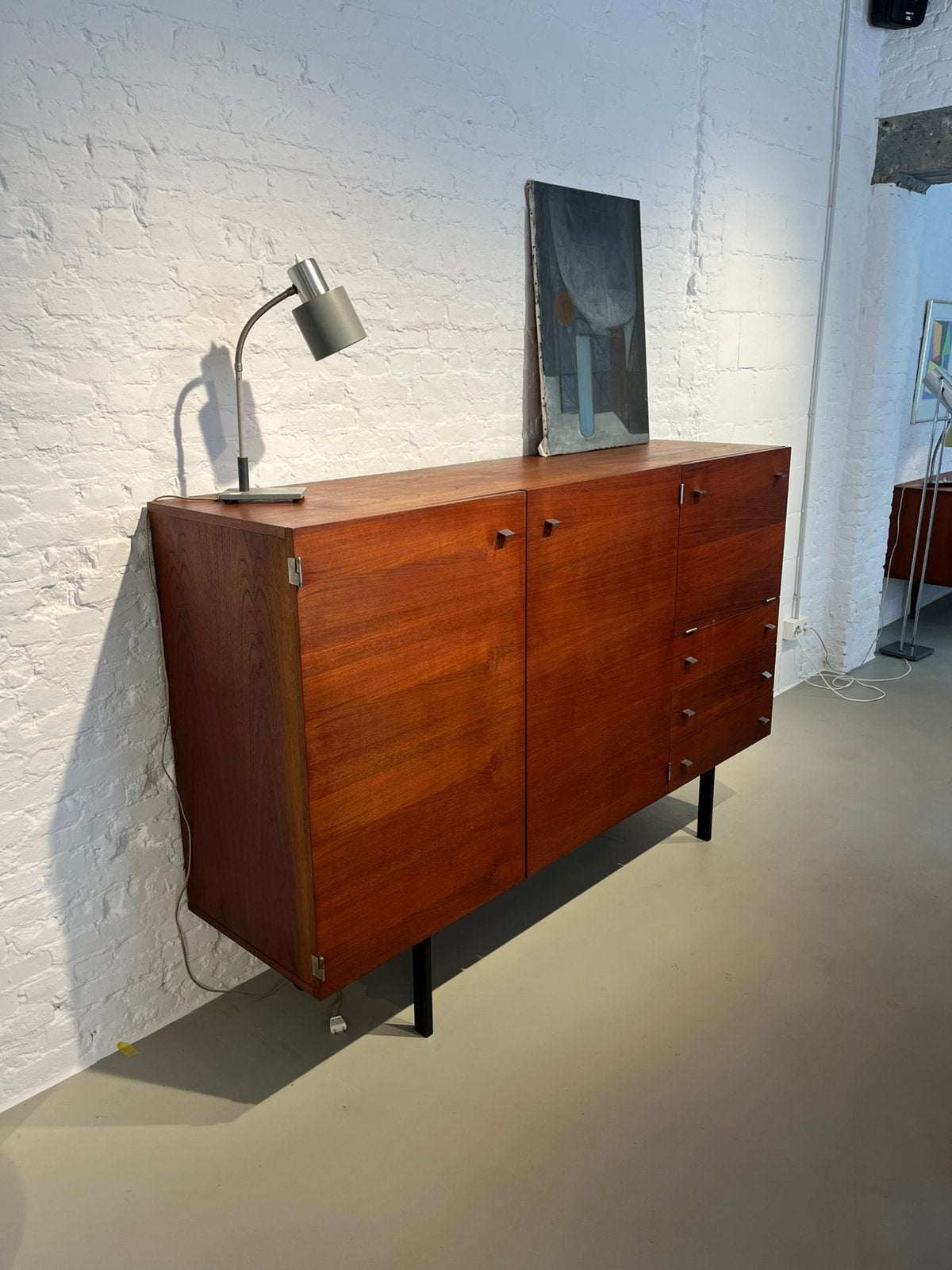 Meurop highboard dressoir 1960, Ophalen, Gebruikt, Teakhout, 100 tot 150 cm