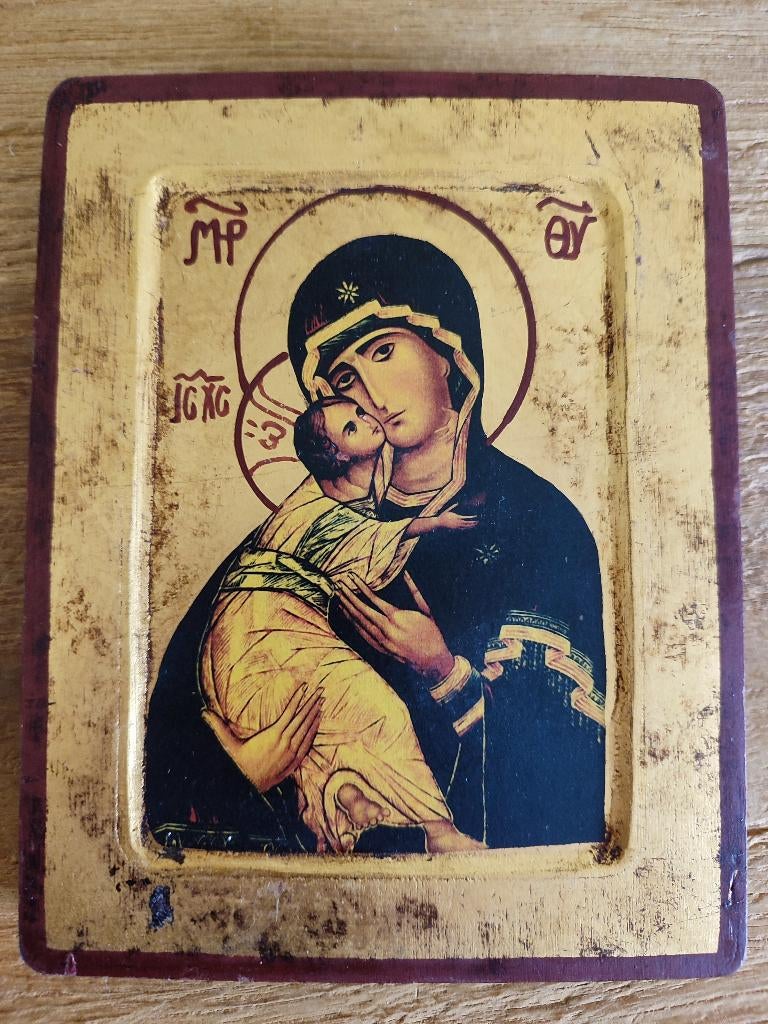 Ikoon Onze Lieve Vrouw van Vladimir, Maagd van tederheid, Antiek en Kunst, Ophalen of Verzenden