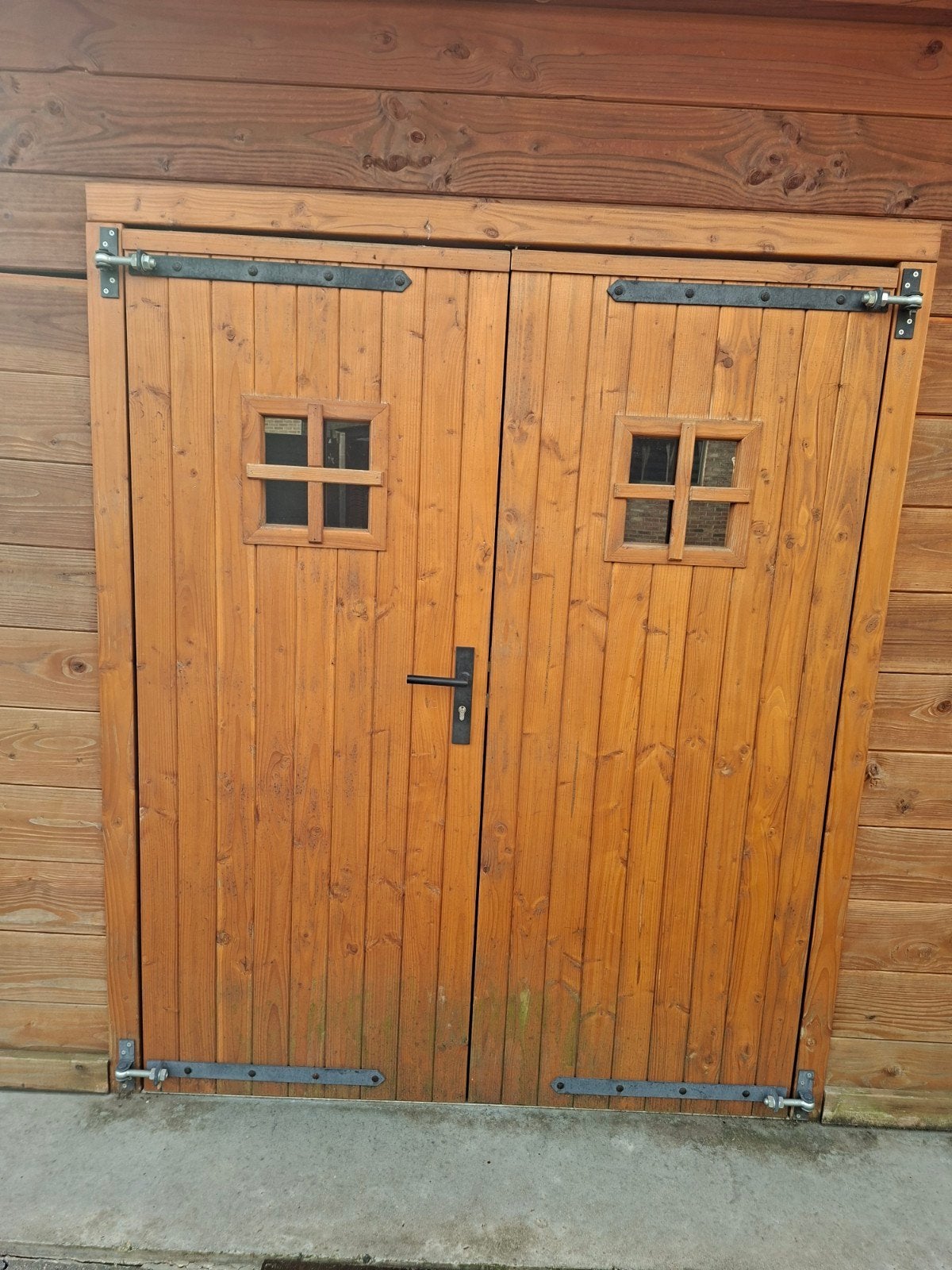 Nieuwe dubbele deur voor tuinhuis. Merk Douglas van Hillhout, Neuf, Moins de 200 cm, 2 fenêtres, Enlèvement