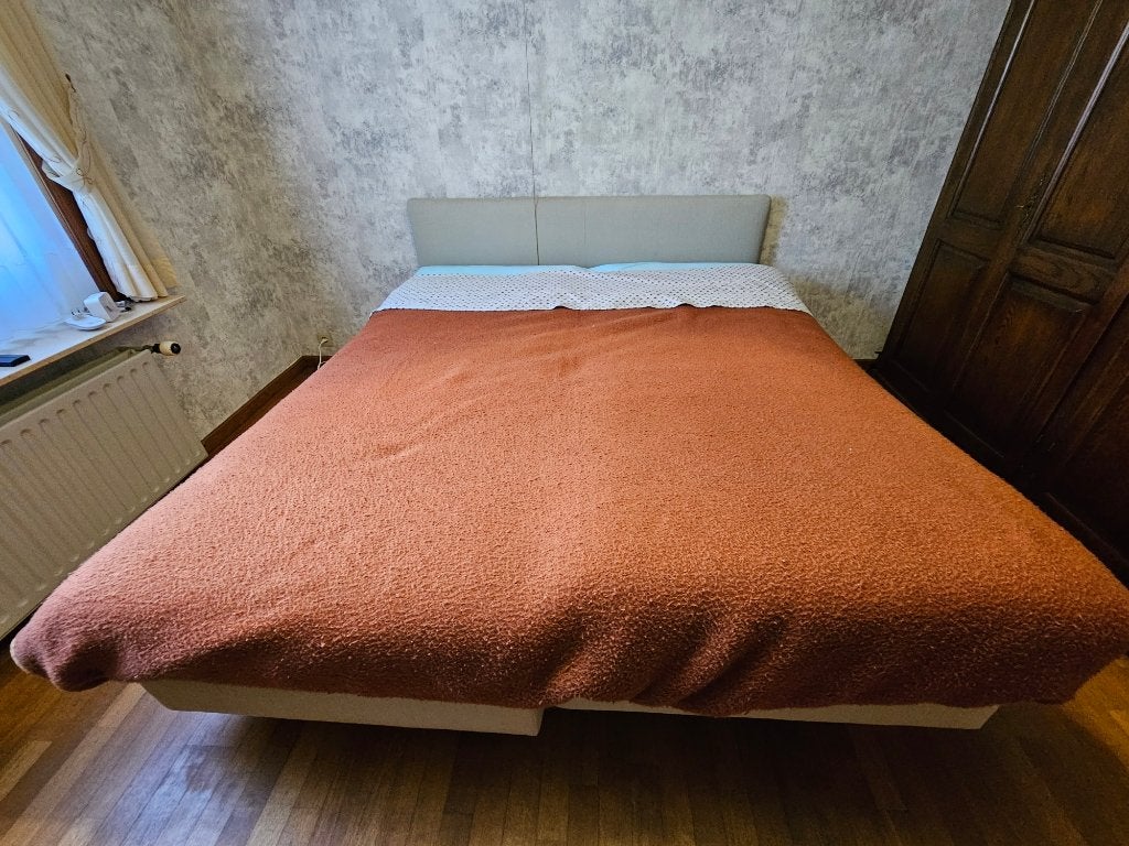 Elektrisch bedienbaar 2-persoonsbed + matras, Gris, Tissu, Enlèvement, Utilisé