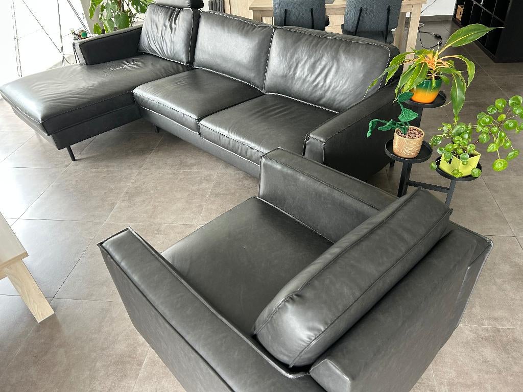 zetel 3-zit + 1-zit, Huis en Inrichting, Ophalen, Gebruikt, 75 tot 100 cm, Rechte bank