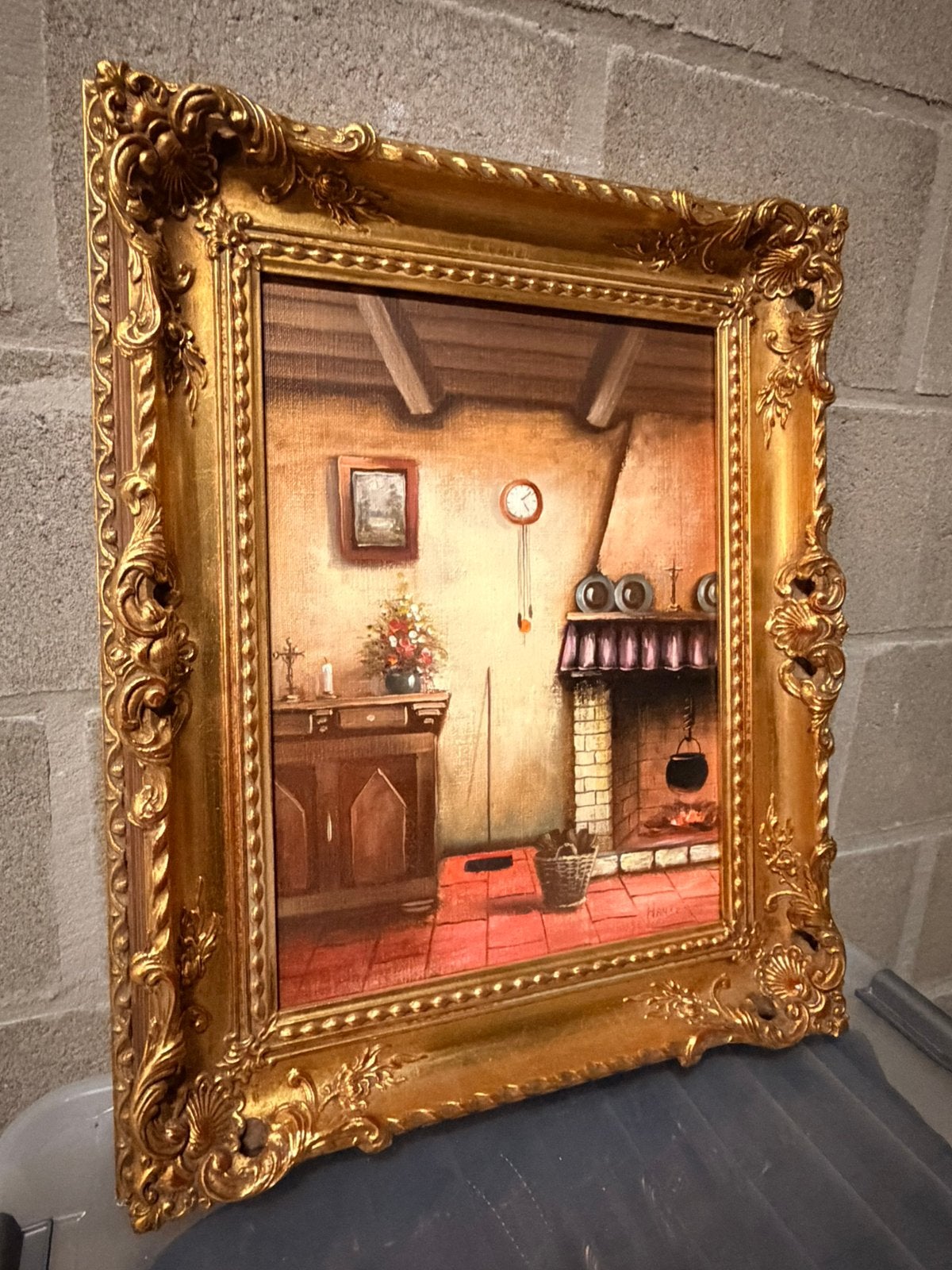 Vintage schilderij incl kader HANSEN.H, Antiek en Kunst, Kunst | Schilderijen | Klassiek, Ophalen
