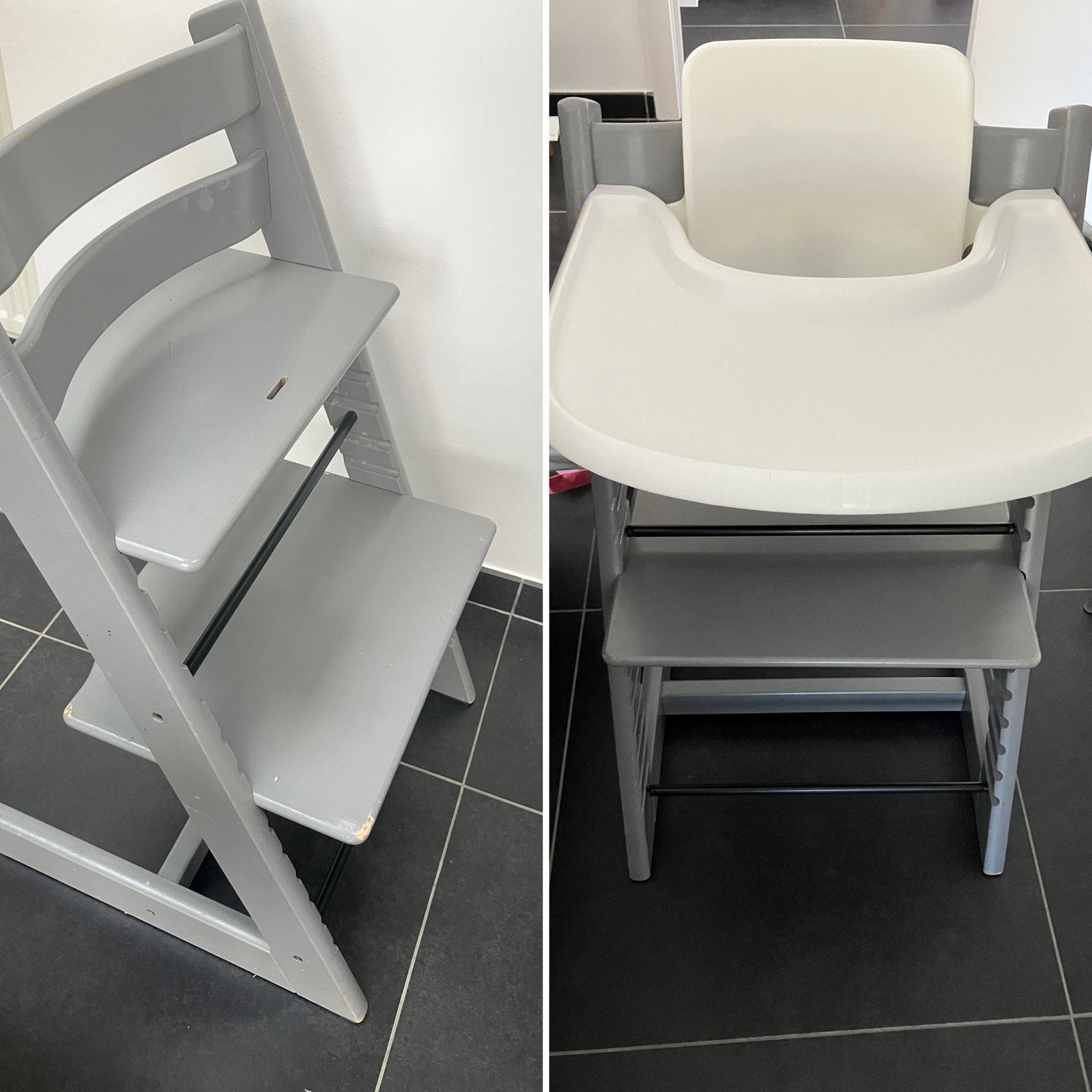2 Tripp Trapp stoelen Stokke + 1 babyset en tray, Kinderen en Baby's, Kinderstoelen, Ophalen, Gebruikt, Meegroeistoel