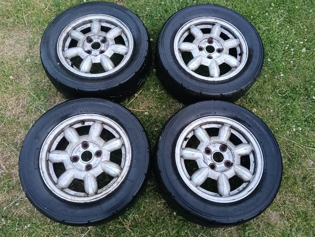 Mx5 wielen banden Mazda miata 14 YOKOHAMA track A048 Slick, Auto-onderdelen, Banden en Velgen, Ophalen, 14 inch, Gebruikt, All Season