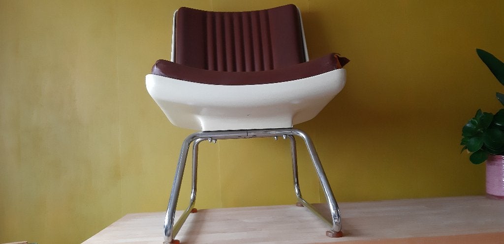 Set van 5 vintage design stoelen, Synthétique, Brun, Enlèvement, Vintage interieur space jaren 60/70