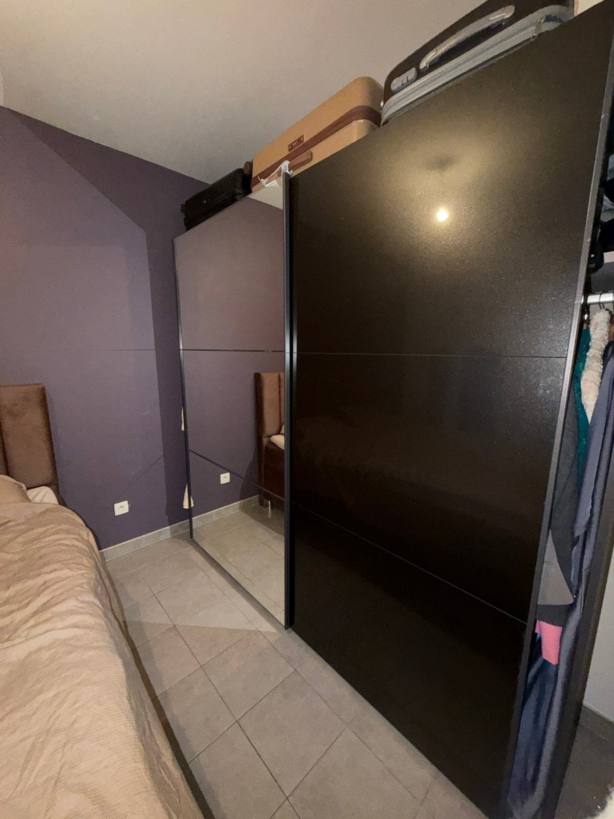 Kleerkast zwart met spiegel, Ophalen, Gebruikt, 200 cm of meer, 200 cm of meer