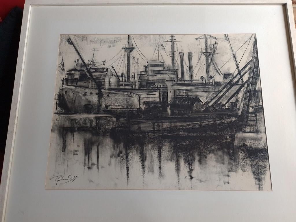 Leo Bosselaers  Mechelen 1933  Haven Antwerpen, Antiek en Kunst, Verzenden