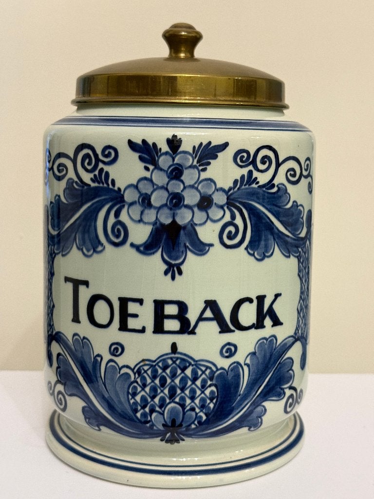 Pot à tabac Delft impeccable de forme cylindrique (rare), Enlèvement