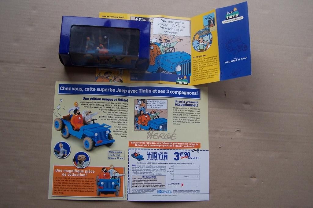 Tintin - Beau PLP  Jeep d'Objectif Lune + Miniature 1/43è, Collections, Enlèvement, Tintin, Neuf
