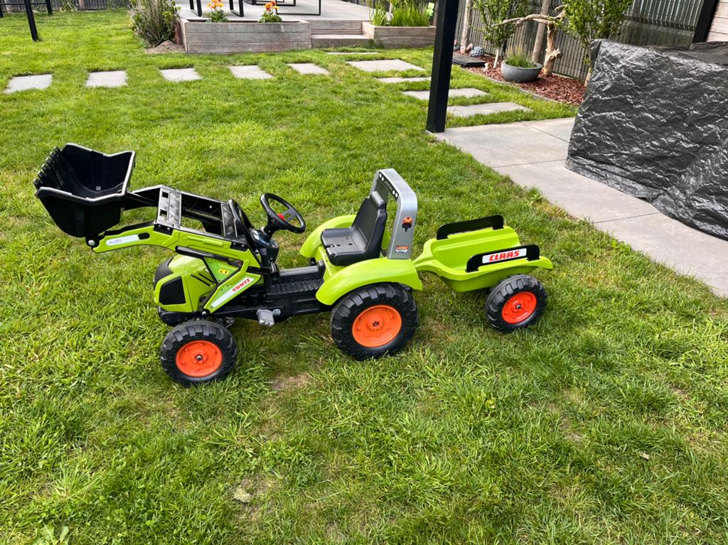 Tractor met schepbak en aanhangwagen, Kinderen en Baby's, Speelgoed |Speelgoedvoertuigen, Ophalen, Gebruikt