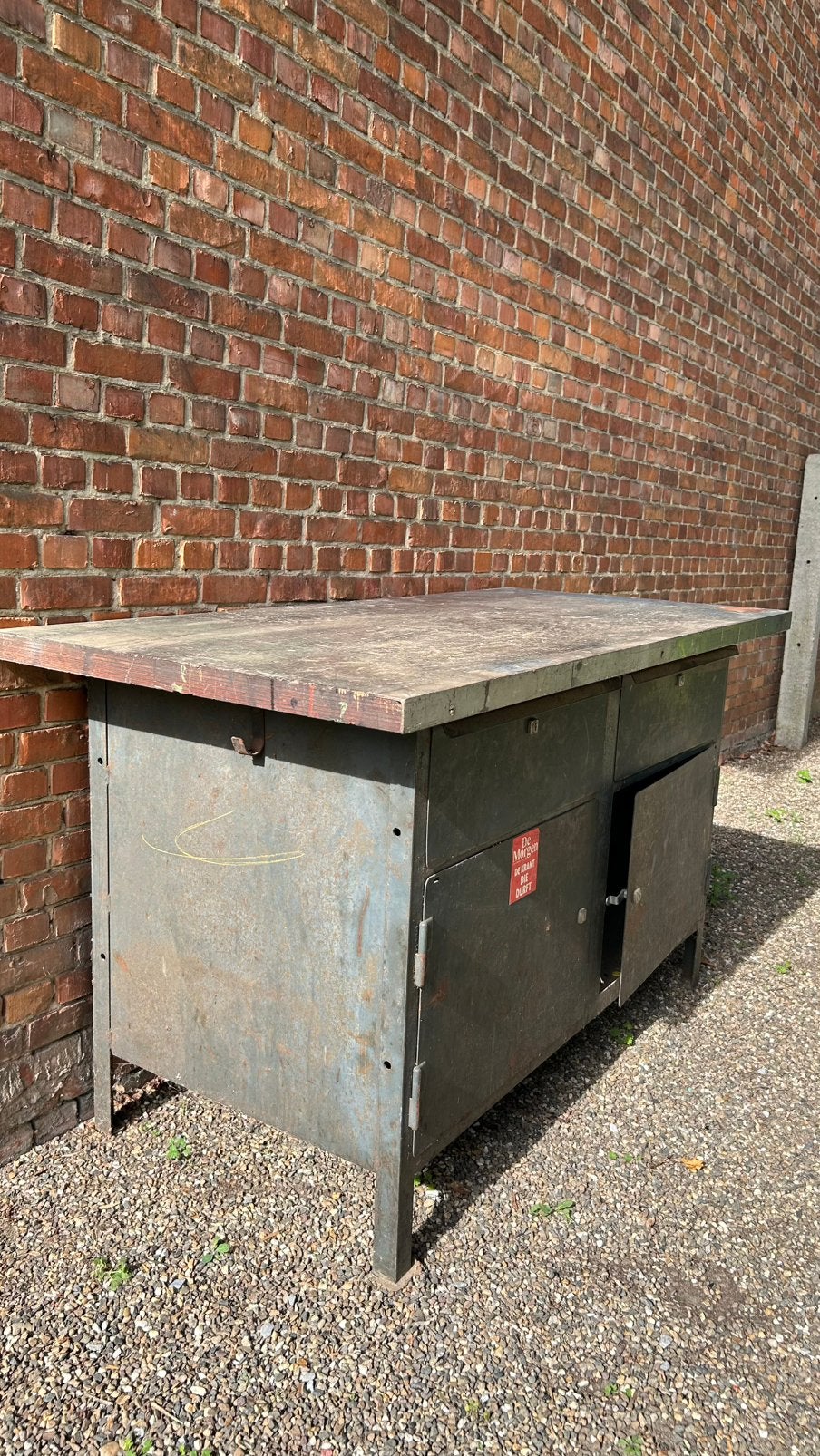 Ijzeren werkbank met houten blad, Doe-het-zelf en Bouw, Ophalen, Gebruikt