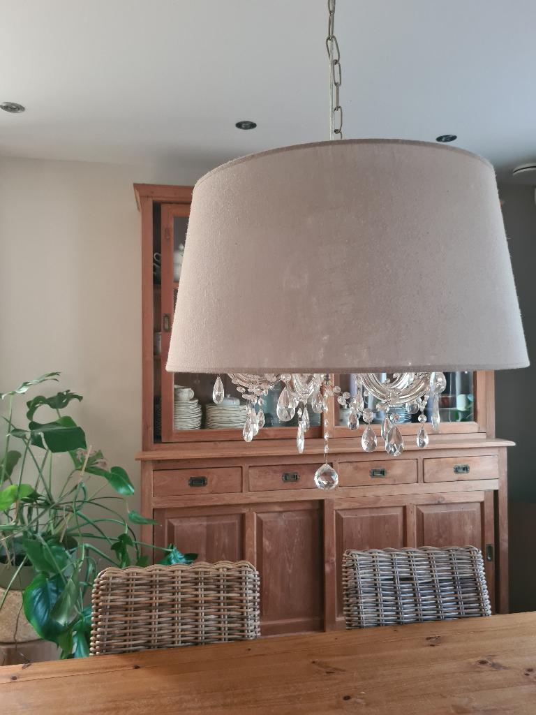Kroonluchter met lampenkap., Huis en Inrichting, Ophalen, Gebruikt, Glas