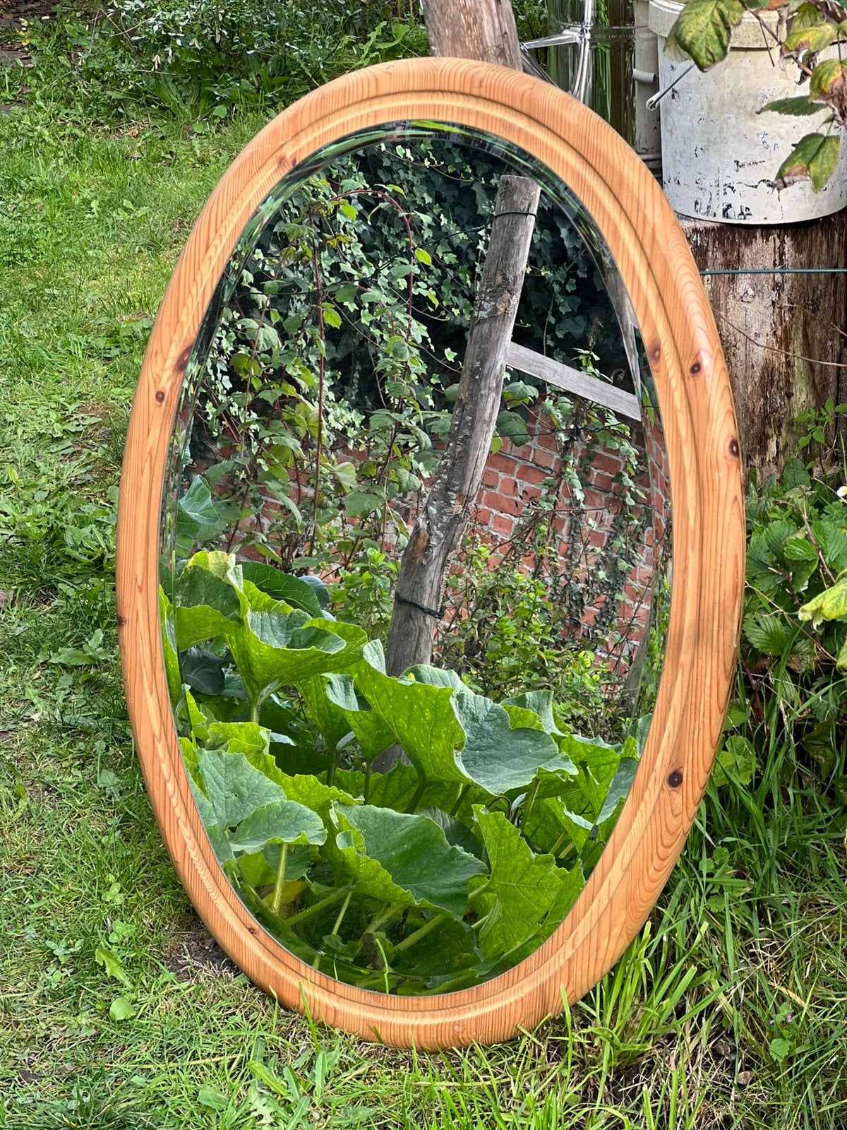 Spiegel op hout, Huis en Inrichting, Ophalen, Gebruikt, Ovaal