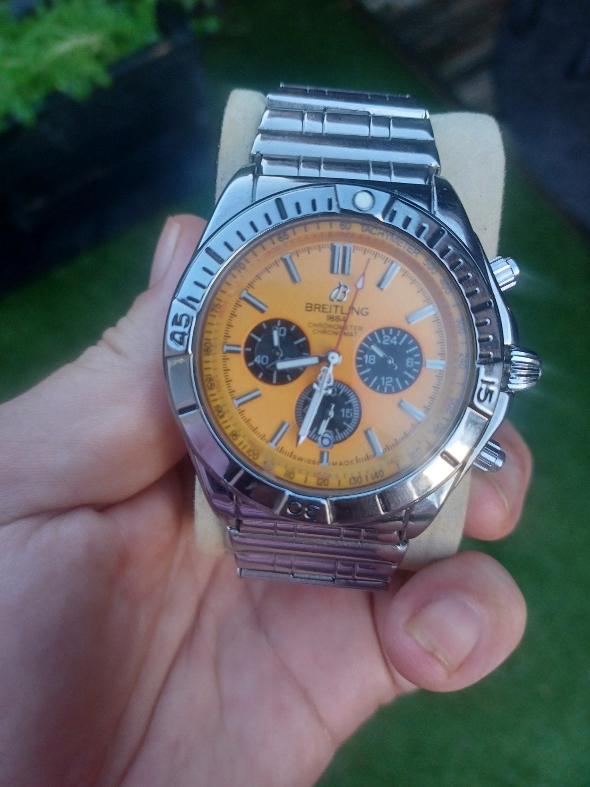 Breitling Chronomat koperkleur met panda ogen., Staal, Staal, Breitling, Polshorloge