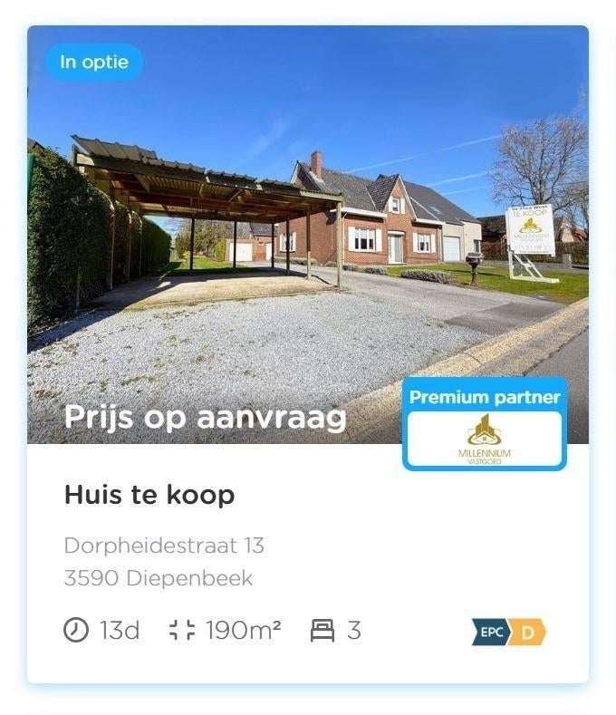 Ruime 3-Slaapkamerwoning Diepenbeek, Immo, Huizen en Appartementen te koop, Hasselt, 500 tot 1000 m², Vrijstaande woning, D