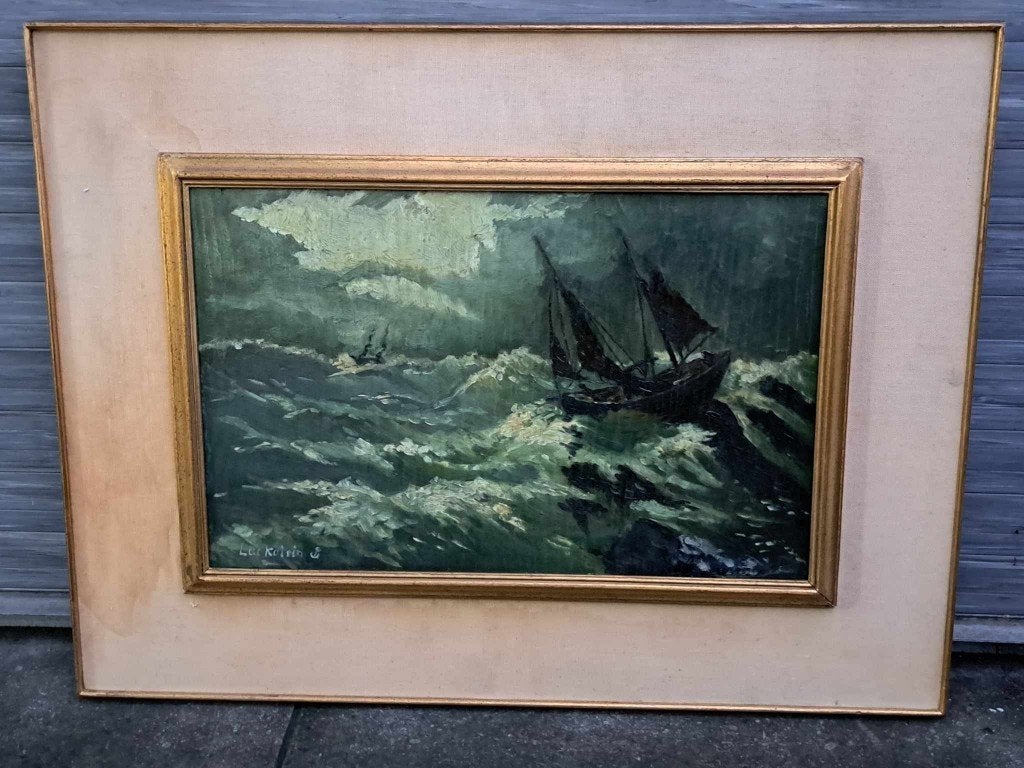 huile sur panneau marine signe luc kaisin, Ophalen of Verzenden, Paneel