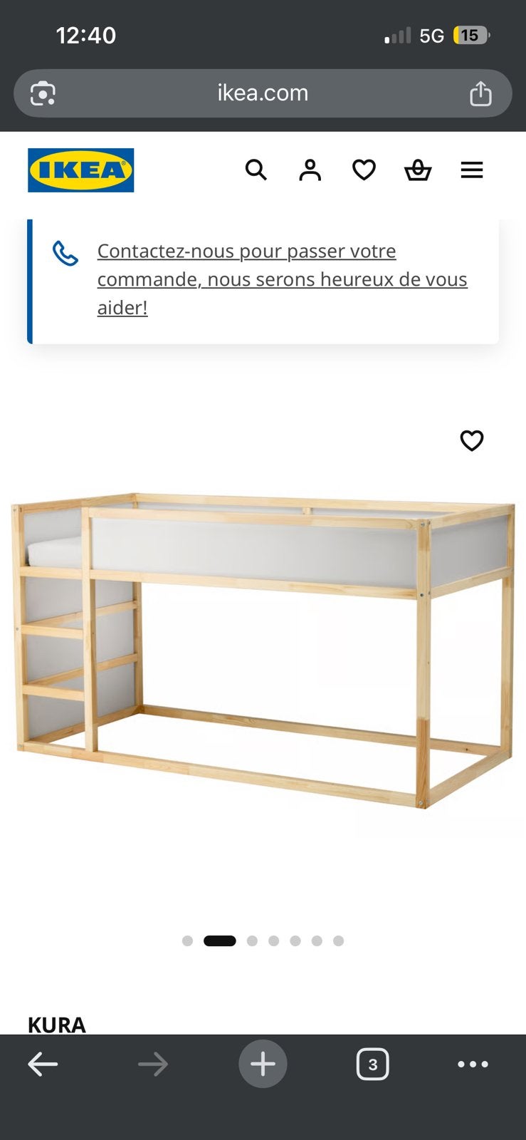 Lit superposé/reversible Ikea (Kura), 90 cm, Enlèvement, Utilisé, Lits superposés