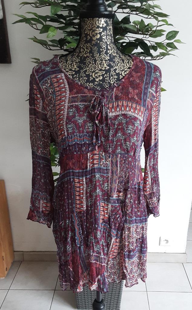 Tunique voile Cassis taille +-40, Maat 38/40 (M), Cassis, Paars, Nieuw