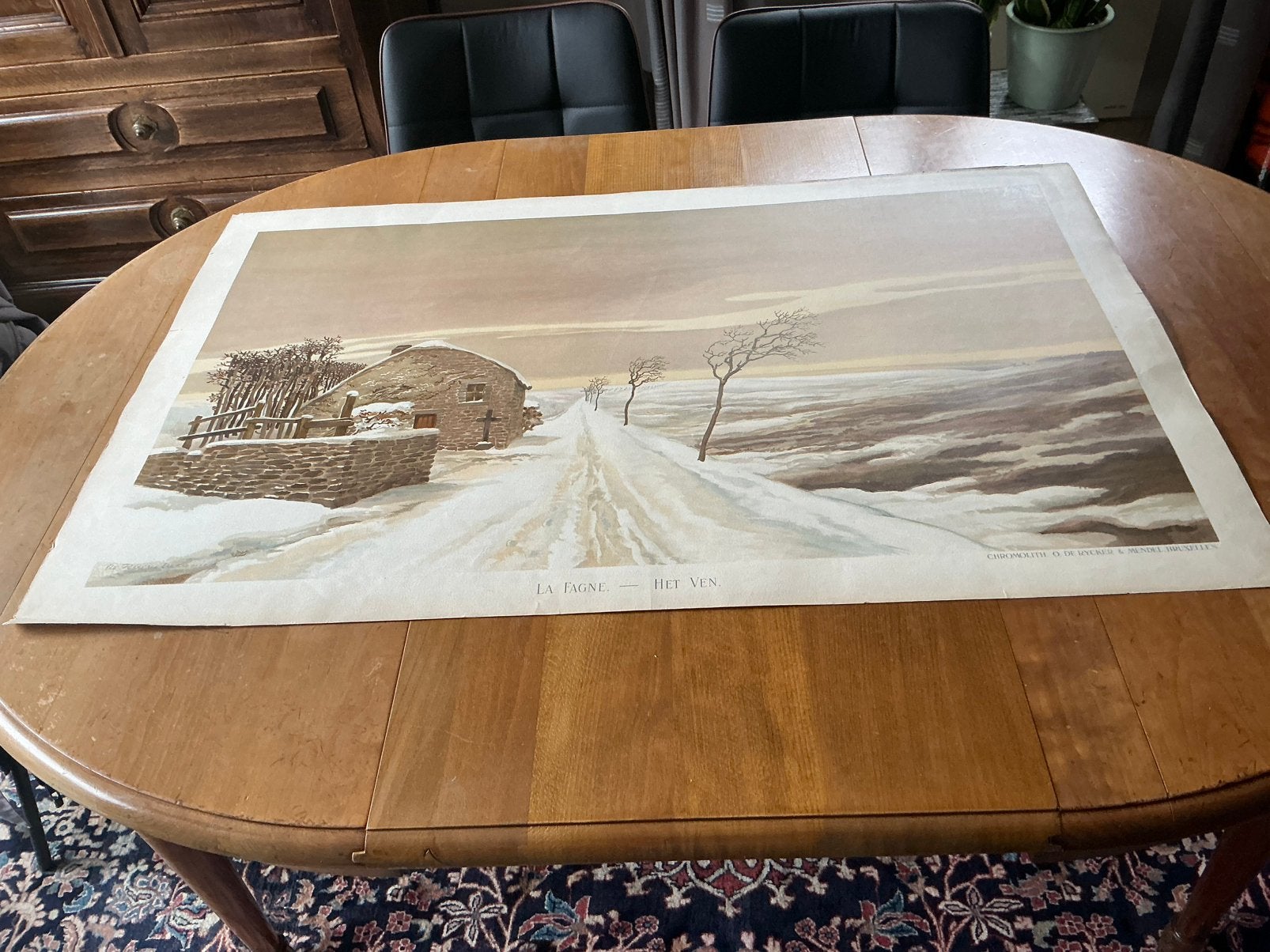 La Fagne-Het ven Chromolitho /get M. FLEURY-MEUNIER. /71x109, Antiek en Kunst, Ophalen, Landschappen