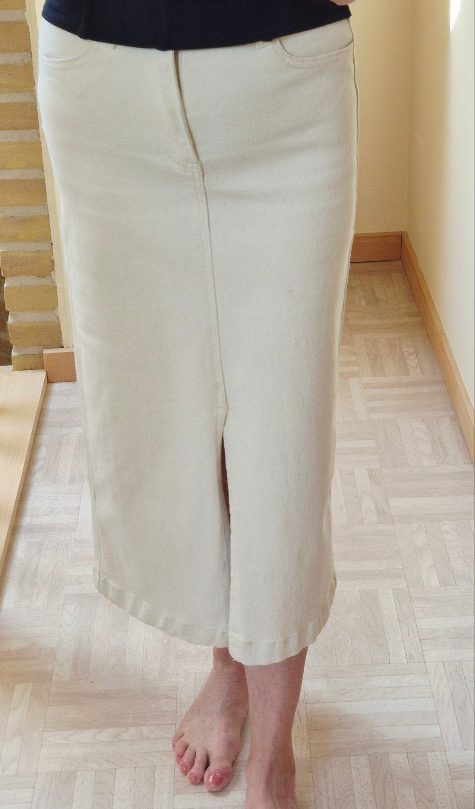 Halflange, ecru Jeansrok Vila, Ophalen, Beige, Vila, Zo goed als nieuw