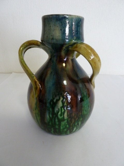 Keramiek/aardewerk vaas Vlaams Aardewerk  17cm , met 3 oren, Antiek en Kunst, Ophalen of Verzenden