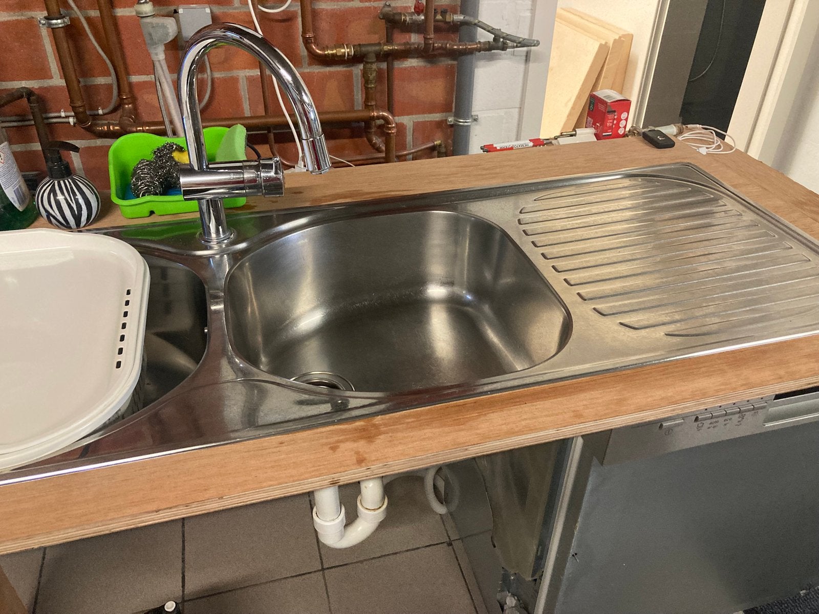 Dubbele spoelbak keuken met kraan, Ophalen, Gebruikt