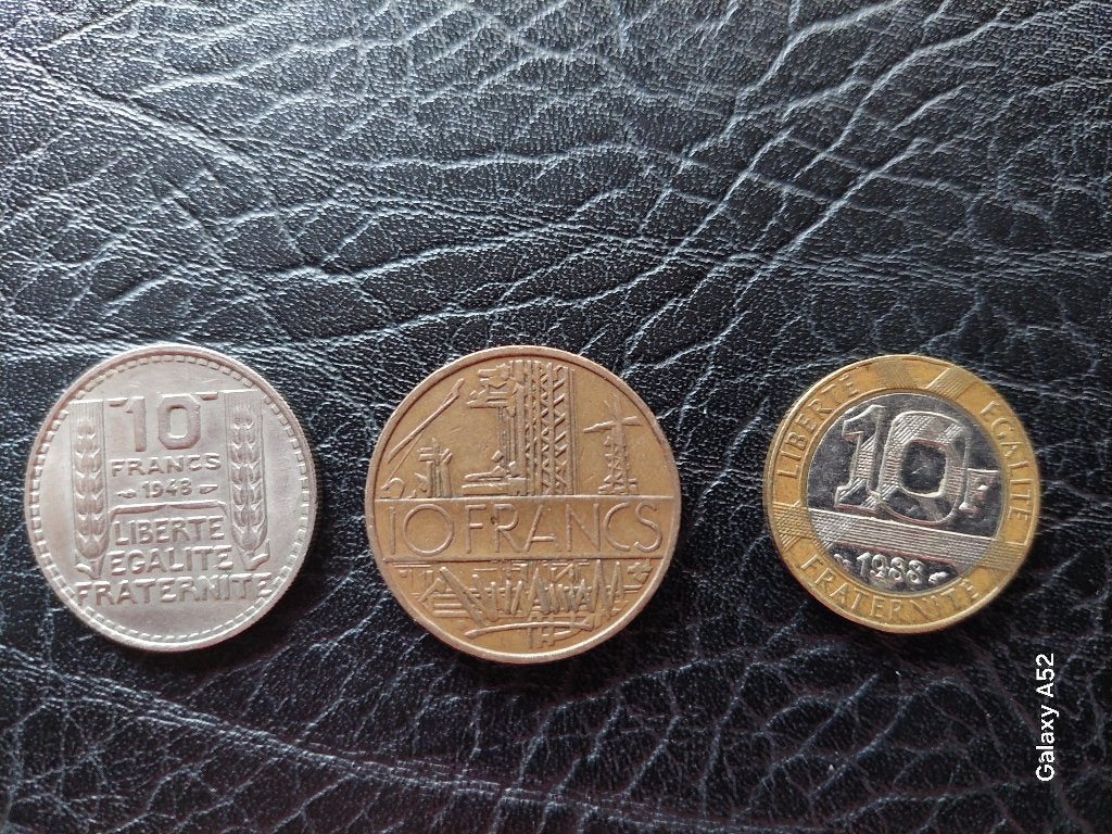 muntstukken Frankrijk voor de Euro: 10, 5, 2 en 1 F, Ophalen of Verzenden, Frankrijk, Setje