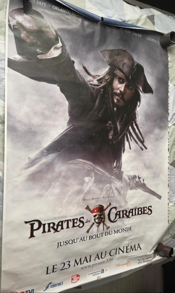 Affiche du film Pirates des Caraïbes, Collections, Posters & Affiches, Utilisé, Cinéma et TV, Affiche ou Poster pour porte ou plus grand