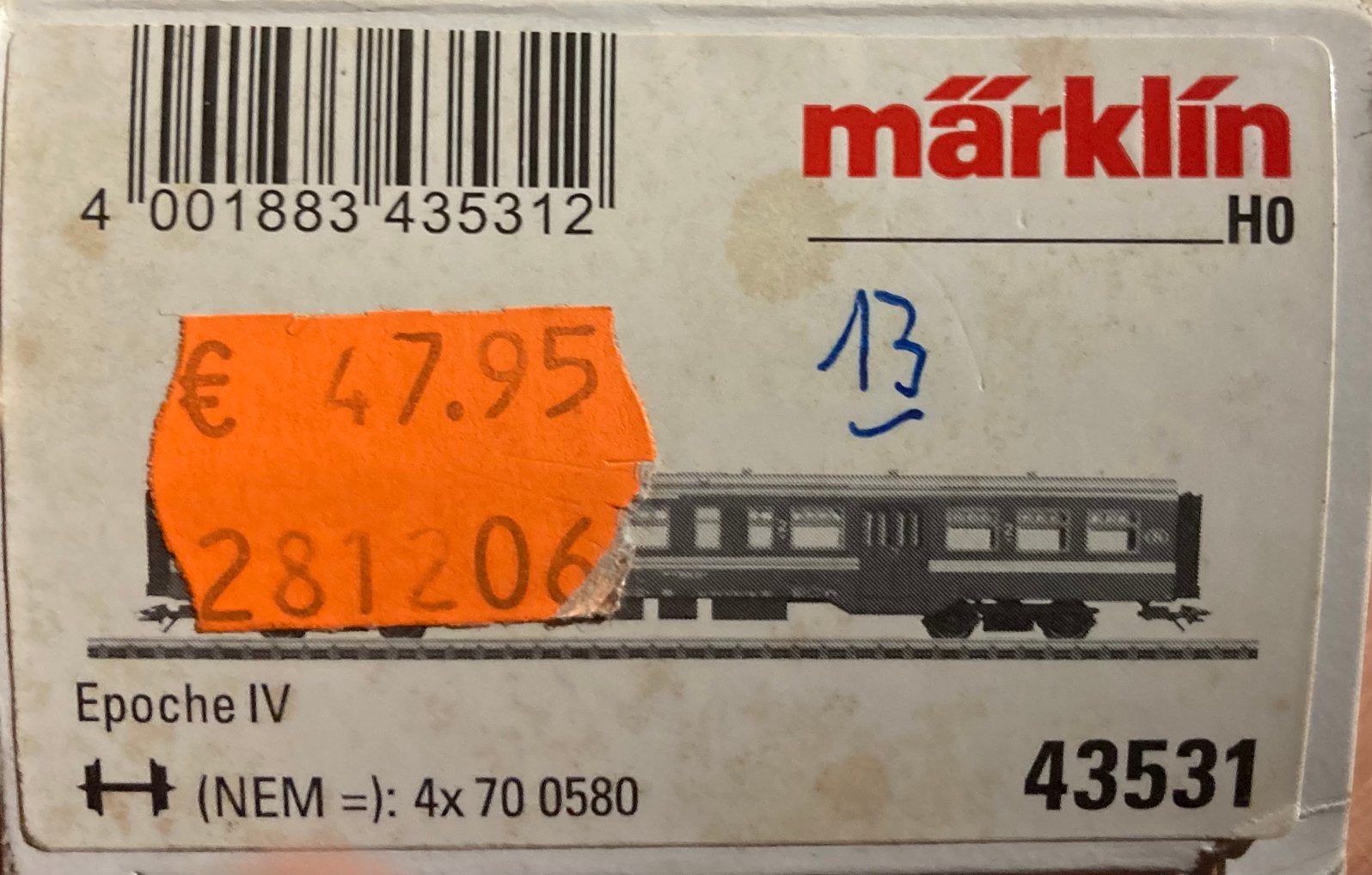 Marklin 43531 M2 A5B5 SNCB, Ophalen of Verzenden, Zo goed als nieuw