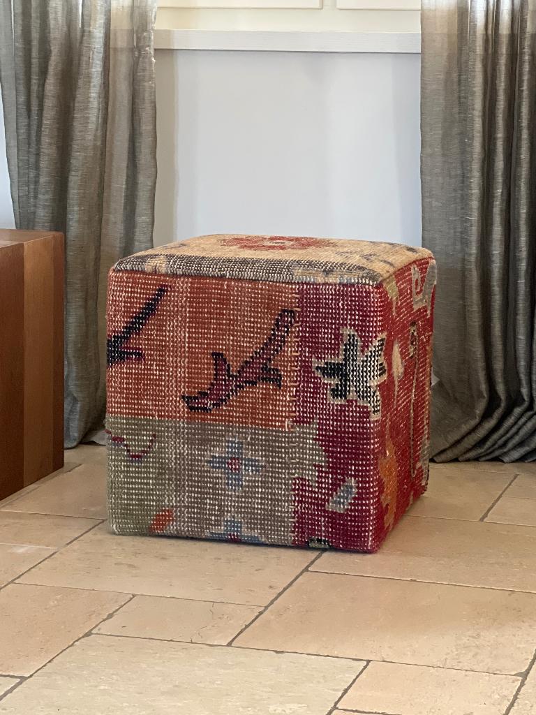 Vintage kelim voetenbank — uniek stuk, Antiek en Kunst, Ophalen