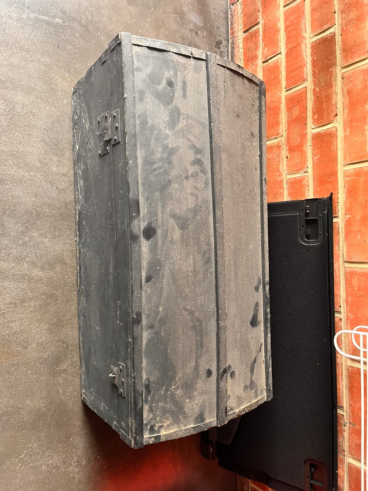 Zwarte houten koffer – vintage, Ophalen, Gebruikt