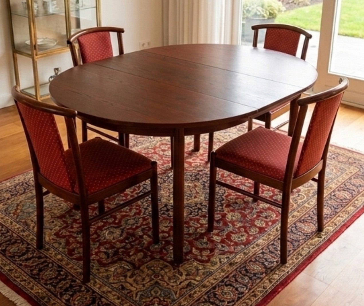 Mooie uitschuifbare eiken eettafel met 4 bijpassende stoelen, Ophalen