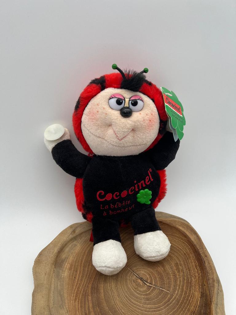 Ours en peluche coccinelle vintage en peluche, Avec étiquette, Enlèvement ou Envoi, Overige karakters, Moyen (20 à 80 cm)