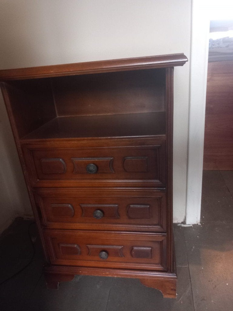Klassiek telefoonkastje / bijzetkastje met 3 lades, Ophalen, Gebruikt, Klassiek, 50 tot 100 cm