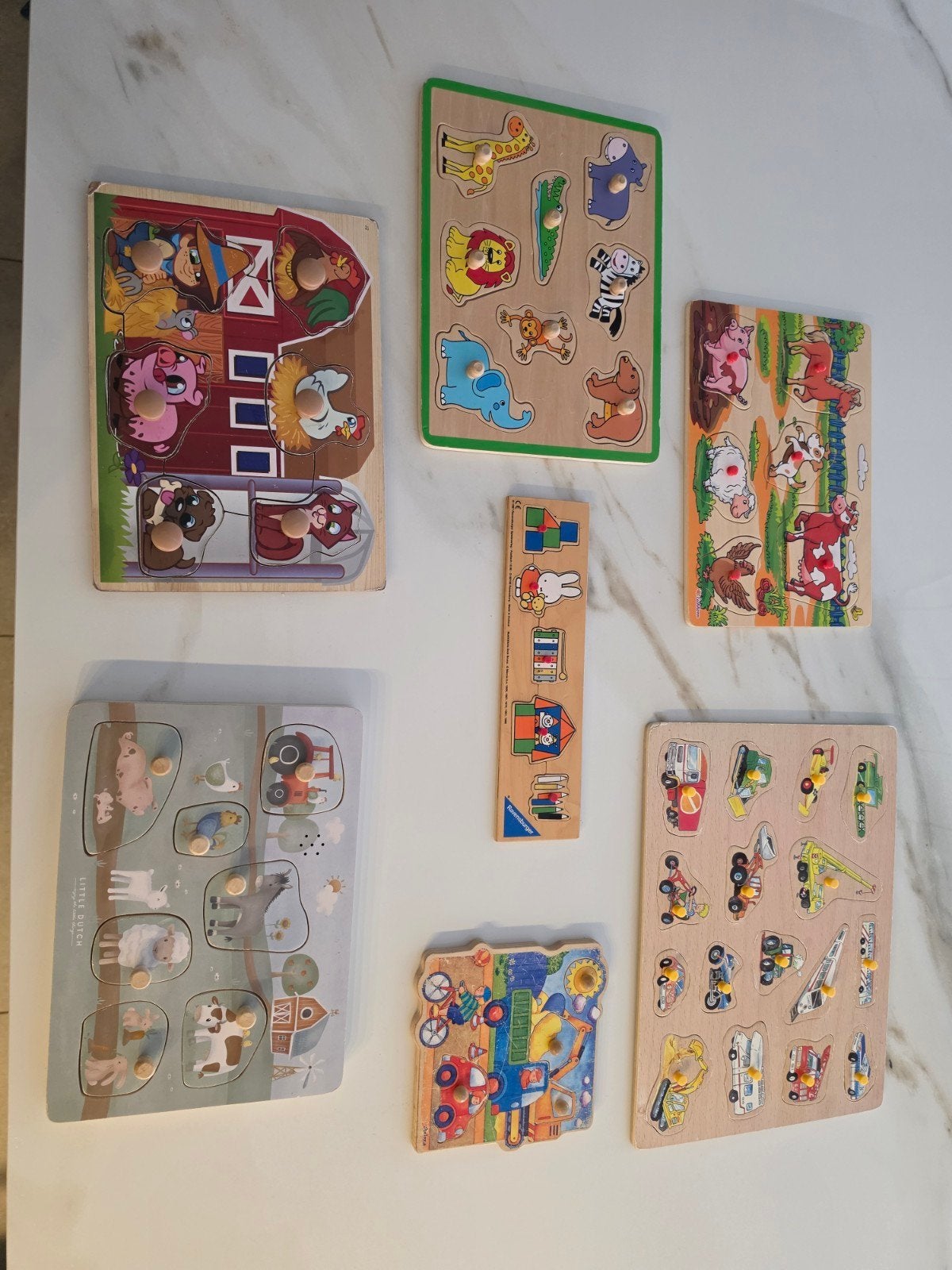 Pakket van 7 houten puzzels o.a. werkende Little Dutch, Kinderen en Baby's, Ophalen