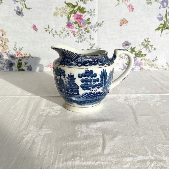 Kleine melkkan met creamer en vintage blauw wilgenpatroon, Ophalen of Verzenden